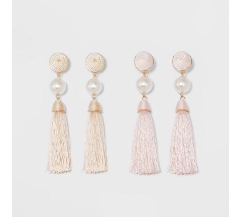 Sugarfix By Baublebar Embellished Tassel Earring Set - Light Pink