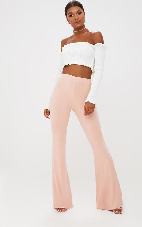 Nude Slinky Flared Trousers, Pink