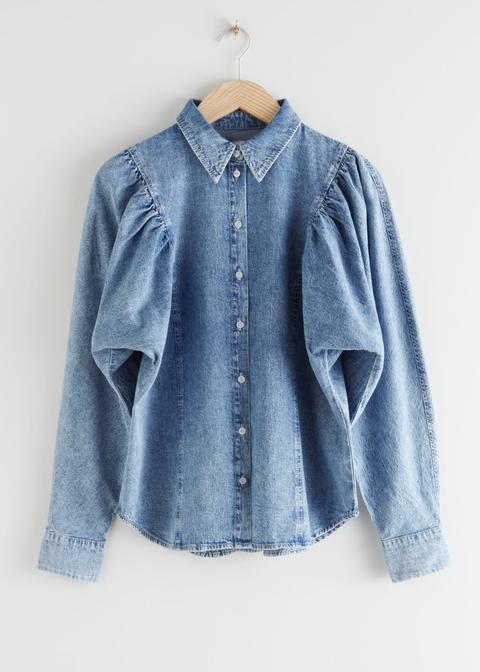 Puff Shoulder Denim Shirt