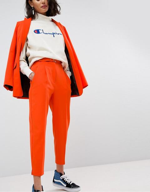 Pantalones En Naranja Pop Con Cinturón De Asos Tailored