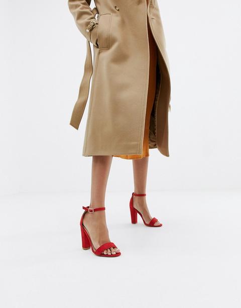 Sandalias De Tacón Cuadrado Rojo Intenso De Glamorous