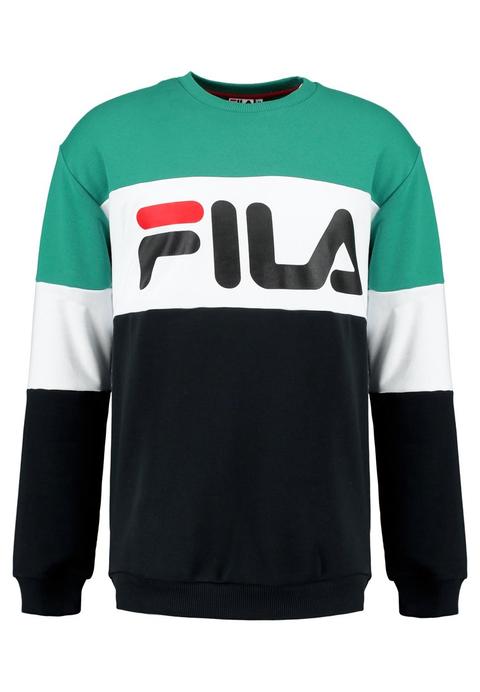 Fila Straight Blocked Crew Felpa Black/bright White/shady Glade