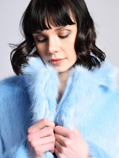 light blue fuzzy coat