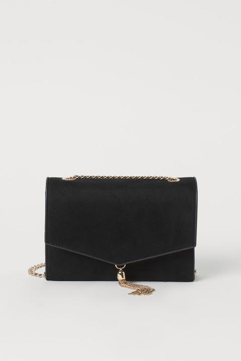 Bolso Clutch Con Borla - Negro