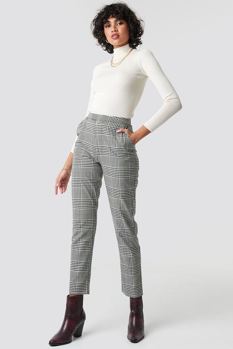 Na-kd Classic High Waist Checkered Suit Pant - Grey,multicolor