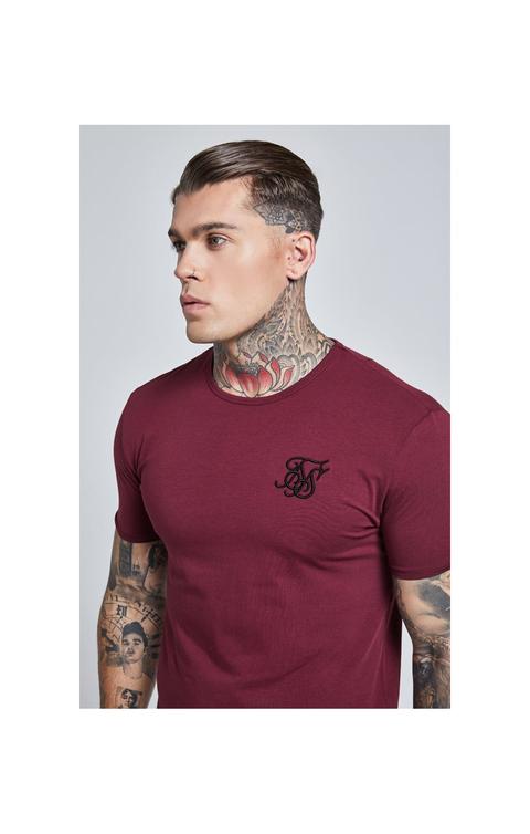 Siksilk Short Sleeve Gym Tee Burgundy Men Sizes Top