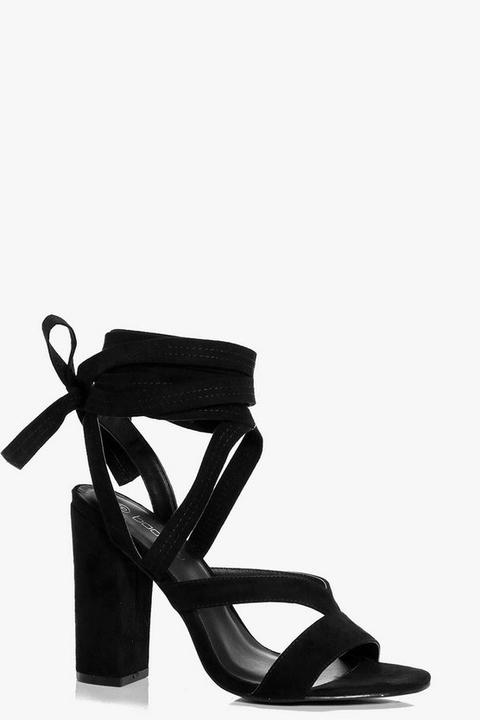 black wrap strap heels