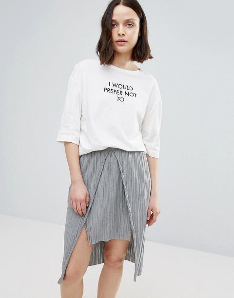 "twiin - T-shirt Oversize Con Scritta "i Would Prefer Not To" Ricamata" - Bianco