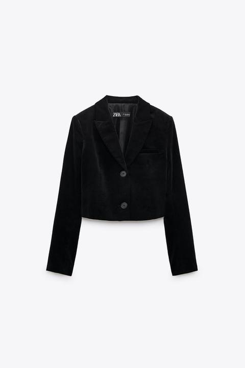 Veste Cropped En Velours