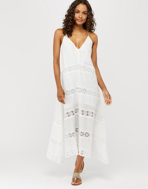 White Lace Insert Maxi Dress