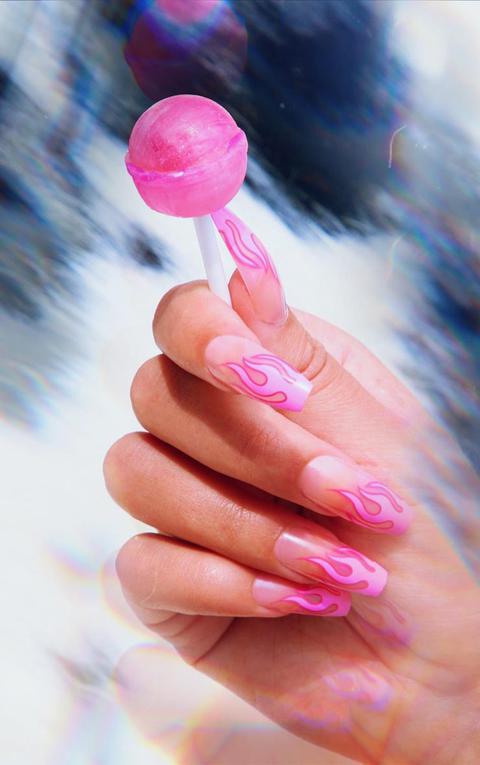 Shrine X Alice Mc Pink Flames Stick On Nails