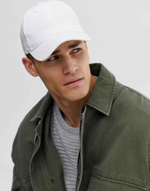 Asos Design - Cappellino Bianco Di Tela - Bianco