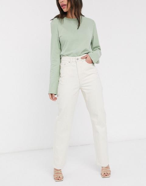 Weekday Row Mom Jeans With Organic Cotton In Off White-neutral