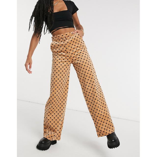 Monki Kajan Heart Chain Print Wide Leg 