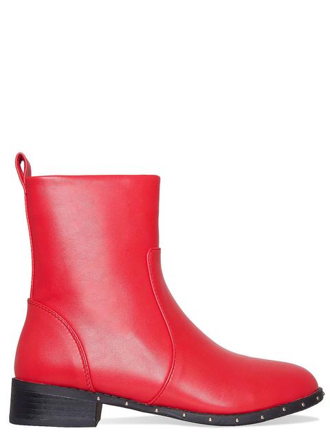 Noelle Red Stud Flat Ankle Boots