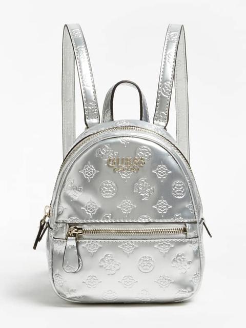 Mochila Mini Peony Shine Efecto Charol Logo