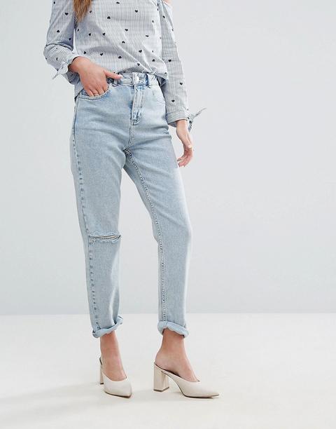 Miss Selfridge - Mom Jeans Invecchiati - Blu