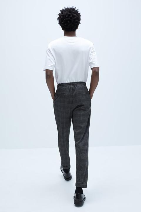 Checked Jogger Waist Trousers from Zara 