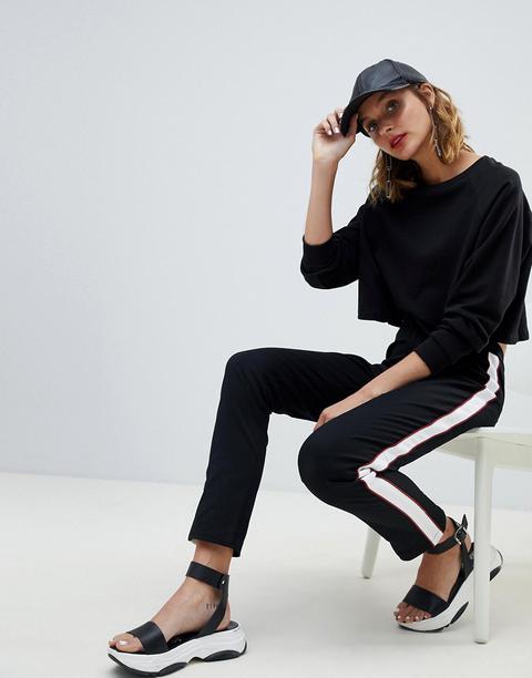 Asos Design - Pantaloni A Sigaretta Con Profili Laterali - Nero