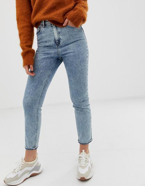 Asos Design Farleigh High Waisted Slim Mom Jeans In 80's Acid Wash-blue