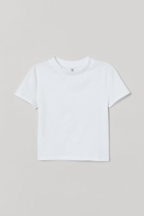 Camiseta Cropped De Punto - Blanco