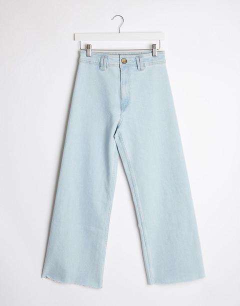 Stradivarius Cropped Denim Jean In Light Blue