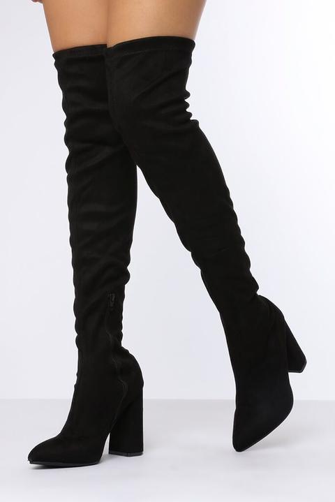 Black Suede Over The Knee Boots