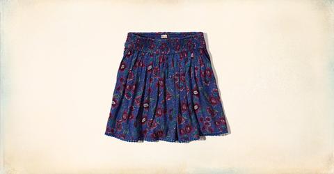 Patterned Smocked-waist Skirt