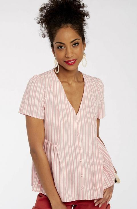 Blouse Manches Courtes Rayée