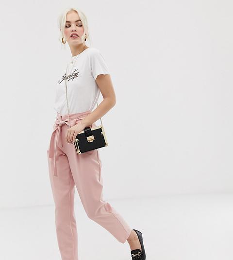 New Look Trousers With Tie Waist In Pink