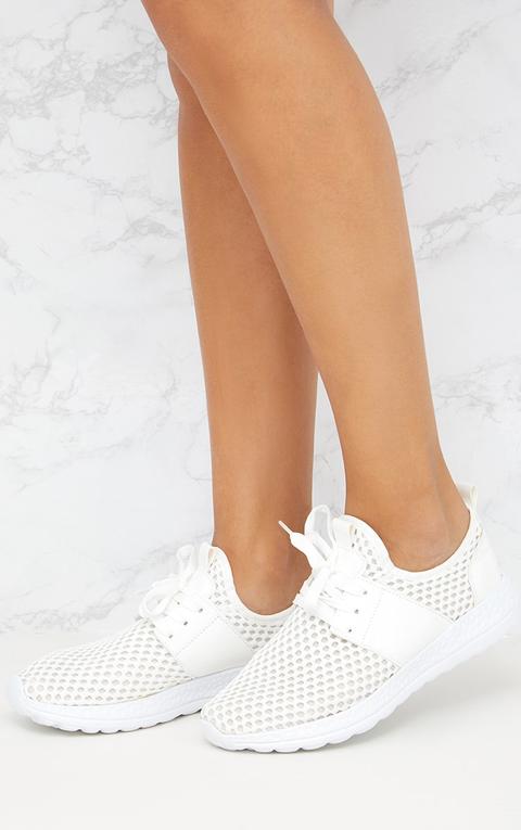 White Fishnet Trainers, White