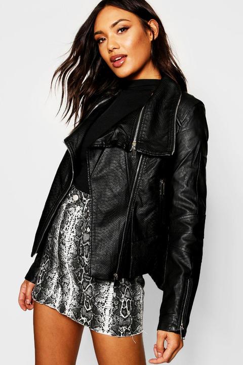 Leather Croc Embossed Pu Jacket