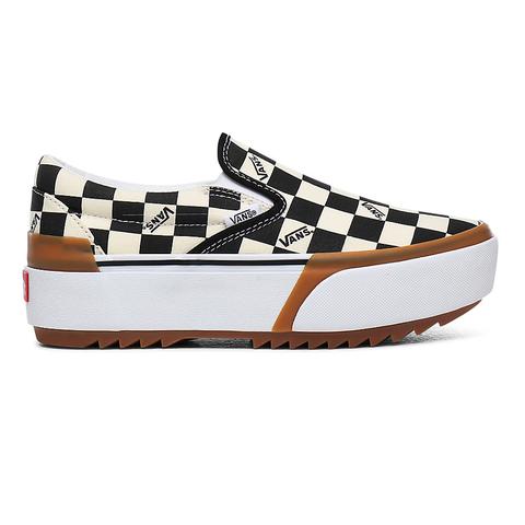 Vans Zapatillas Checkerboard Classic Slip-on Stacked ((checkerboard) True White/black) Mujer Negro