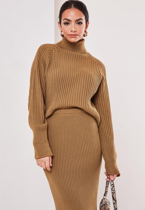 Sable Pull Court Col Roulé Camel Tall