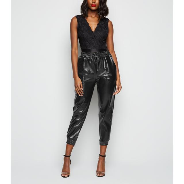 leather joggers new look