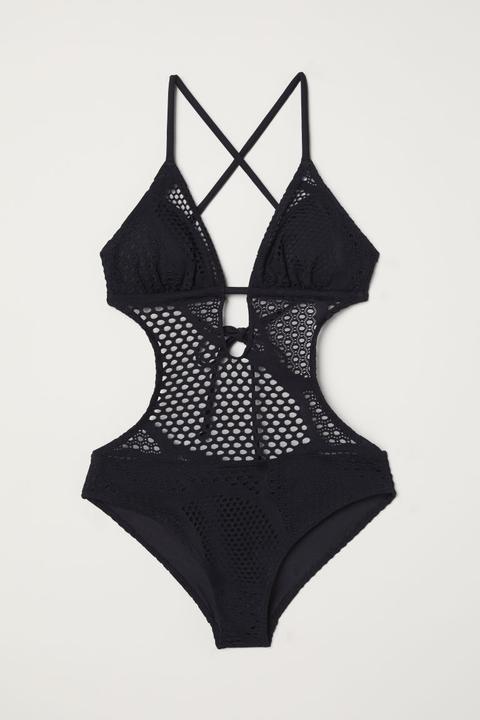 Traje De Baño De Encaje - Negro