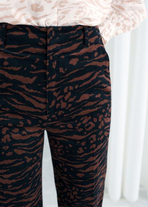 Animal Print Corduroy Kick Flares