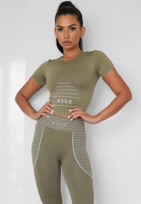 Khaki Seamless Msgd Crop Gym T Shirt Kahki De Missguided En 21 Buttons 