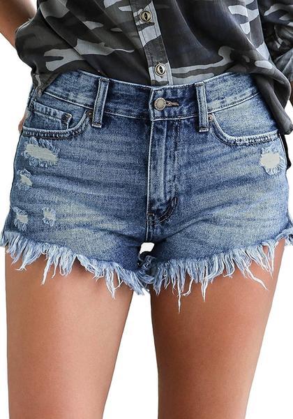 dark blue ripped shorts