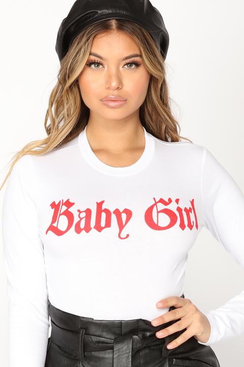 My Baby Girl Crop Top - White/red