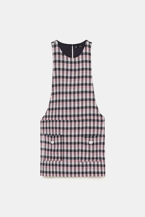 Metallic Thread Tweed Pinafore Dress