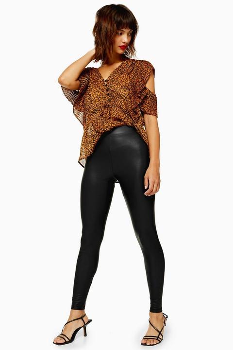 Tall Black Coated Faux Leather Leggings