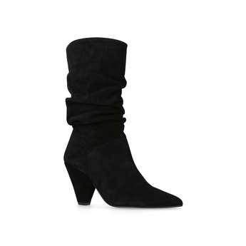 Carvela Scrunch - Black Cone Heel Calf Boots