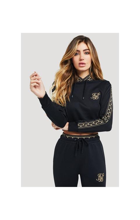 Athena Poly Cropped Hoodie – Black