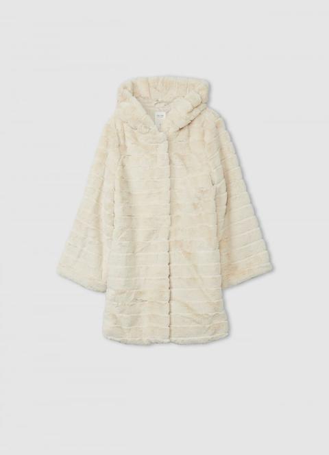 Cappotto In Ecopelliccia Con Cappuccio