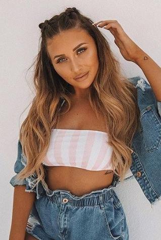 Pink Tops - Sarah Ashcroft Pink Stripe Bandeau Bikini Top