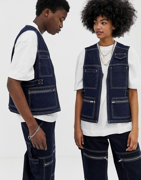 Collusion X Everyone Together - Gilet Fonctionnel Unisexe En Jean - Indigo - Bleu