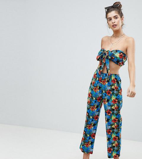 Reclaimed Vintage Inspired Tropical Print Trousers-multi