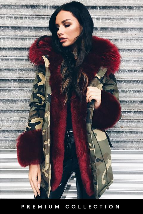 camo faux fur jacket