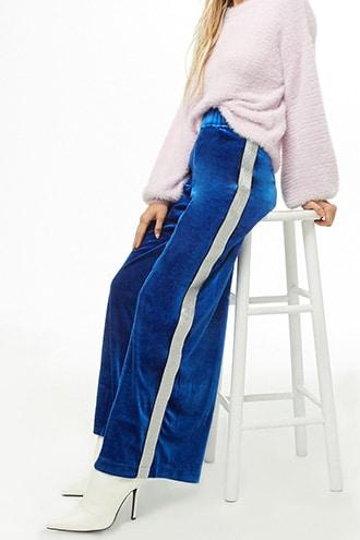Forever 21 Metallic-trim Velvet Pants 